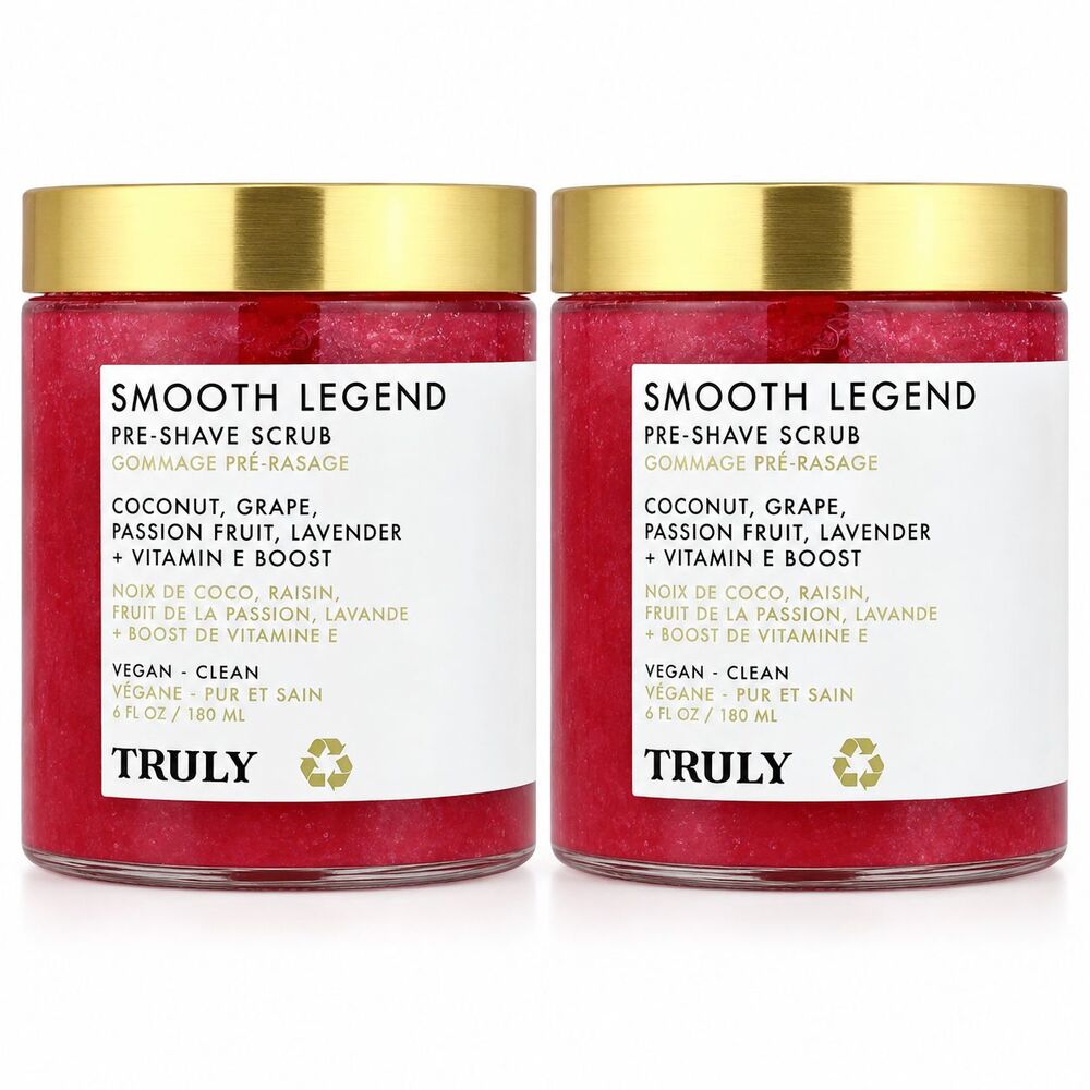 Truly Beauty Smooth Legend Pre-Shave Scrub 6 oz Coconut Grape 2 Pack NEW SEALED